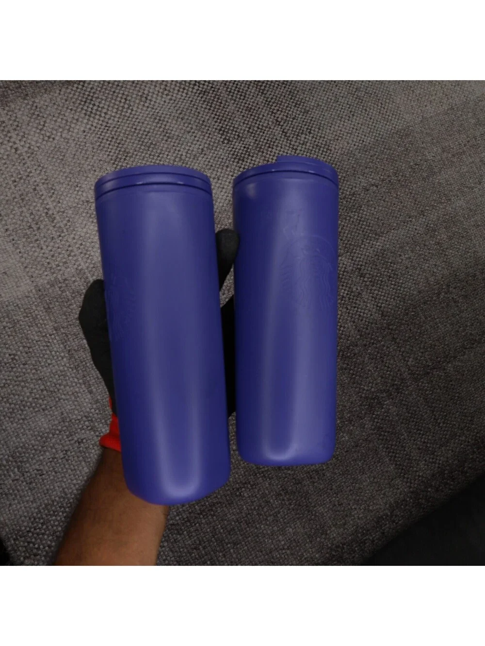 Starbucks 16oz Recycled Plastic Triangle Tumbler Lot 2 Matte Purple Travel Mug